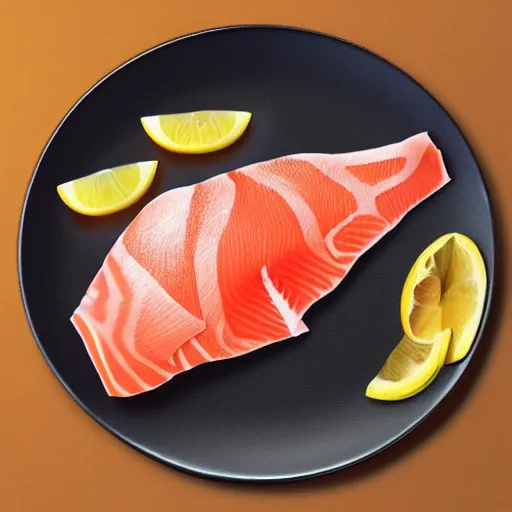 Prompt: salmon sashimi shaped like a cat,artstation,very detailed