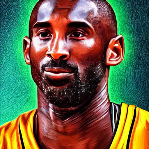 Image similar to a hyperdetailed digital oil portrait painting of Kobe Bryant, Digital art