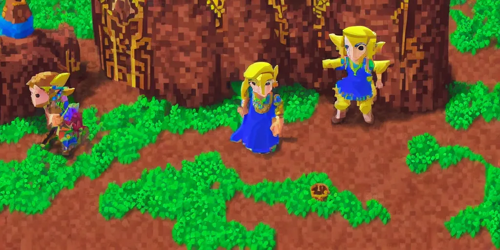 Image similar to closeup screenshot of two dimension pixel art zelda game, 8 k, close up