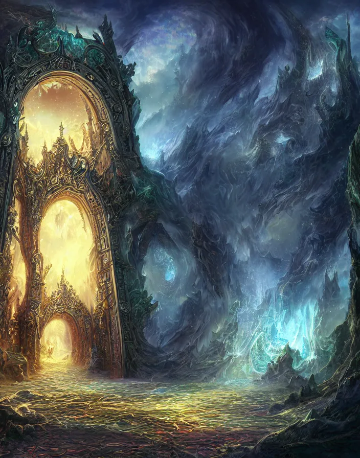 Image similar to the gate to the eternal kingdom of serendipity, fantasy, digital art, hd, detailed.