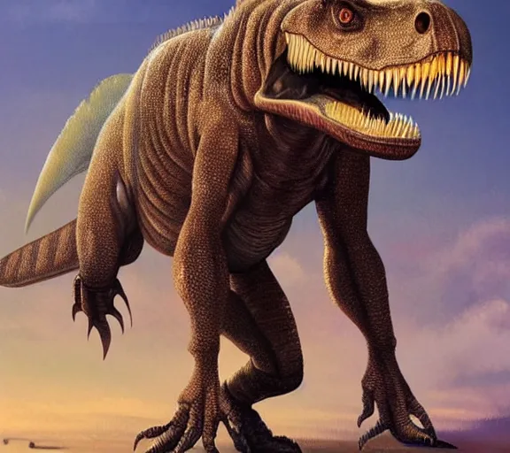Prompt: tyrannosaurus rex 2 0 2 2 paleoart, full body, tyrannosaurus by serpenillus