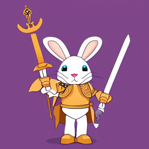 Image similar to anthropomorphic cute bunny knight character, holding a sword