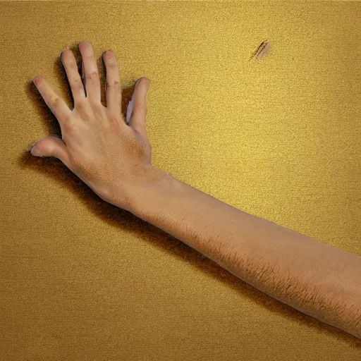 Image similar to golden hand extending to accept something, realistic, detailed,