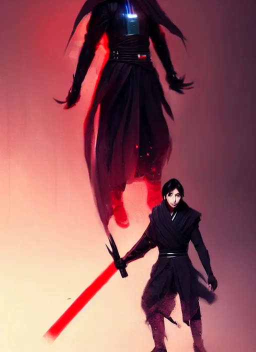 Image similar to male cosplayer wearing costume that is a mix of wei wuxian from the untamed and kylo ren. art by greg rutkowski, art by pascal blanche. crisp quality. digital photography. trending in deviantart.