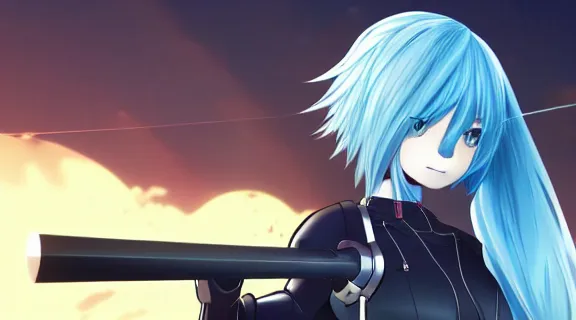 Prompt: Anime Screenshot of a Nier 2B HOLDING A KATANA | Moonlit Night | strong blue rimlit | visual-key | anime illustration BY STUDIO TRIGGER | highly detailed