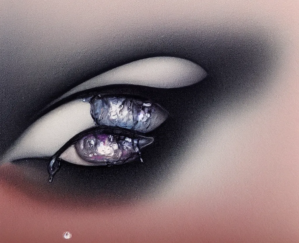 Prompt: beautiful matte airbrush of a glossy water drop dripping on a white background, inspired by 8 0's airbrush illustrations, art by pater sato