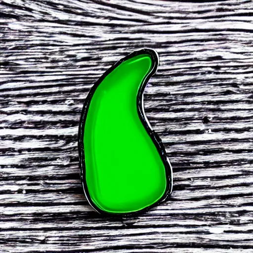 Image similar to a photo of a retro minimalistic jalapeno on fire enamel pin, use of negative space allowed, black and white only, smooth curves