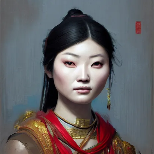 Image similar to A portrait of a Chinese beauty, ancient art, art by greg rutkowski, matte painting, trending on art station