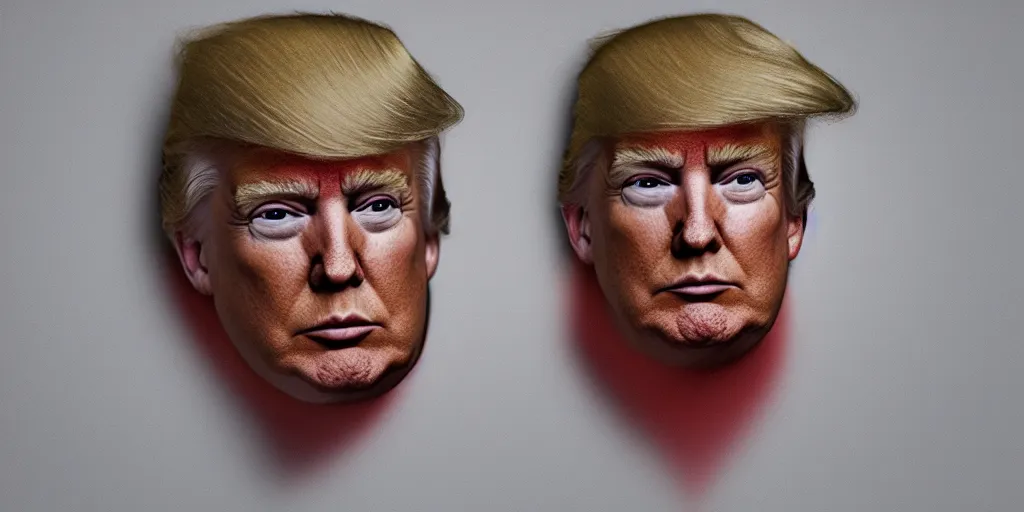 Image similar to donald trump dissected on to white cardboard, octane render