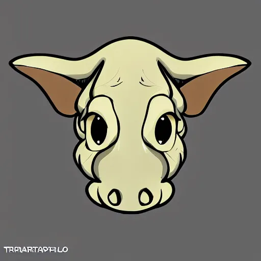 Prompt: simplified triceratops head cute, popular on artstation, popular on deviantart, popular on pinterest