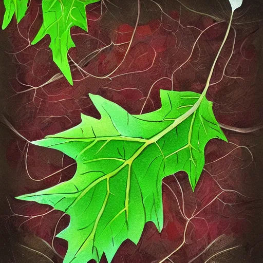 Image similar to leaf moon night vine leaves magic roots vivid beautiful trending on artstation