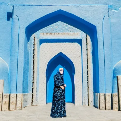 Prompt: Islamic castle with blue walls in Iraq, professional photo shoot,