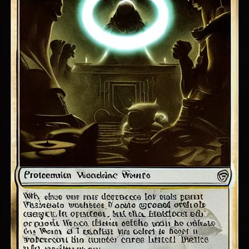 Image similar to a seance in a dark room with white glow, futuristic, fantasy art, magic : the gathering