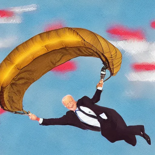 Prompt: Joe Biden flying through the sky, art station