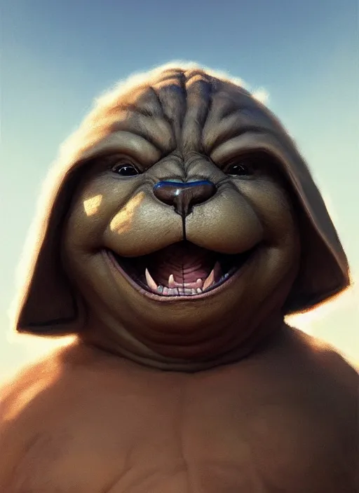 Image similar to hyper realistic, zoomed out portrait of a adorable, cute, happy, big chungus in star wars, by greg rutkowski, scott m fischer, artgerm, loish, anne stokes, alexandros pyromallis