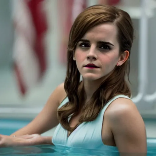 Prompt: emma watson in wolf of wall street. imax movie still.