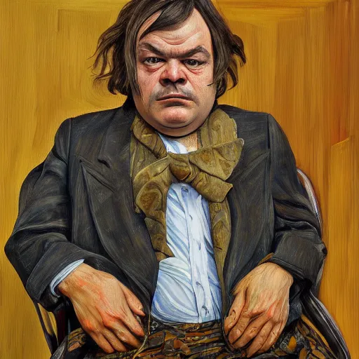 Prompt: high quality high detail painting by lucian freud, hd, portrait of mad jack black