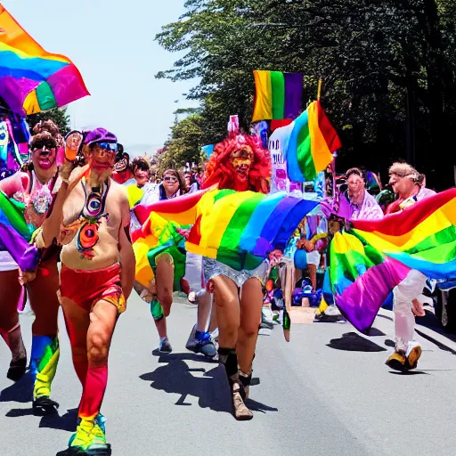 Prompt: pride parade in hell