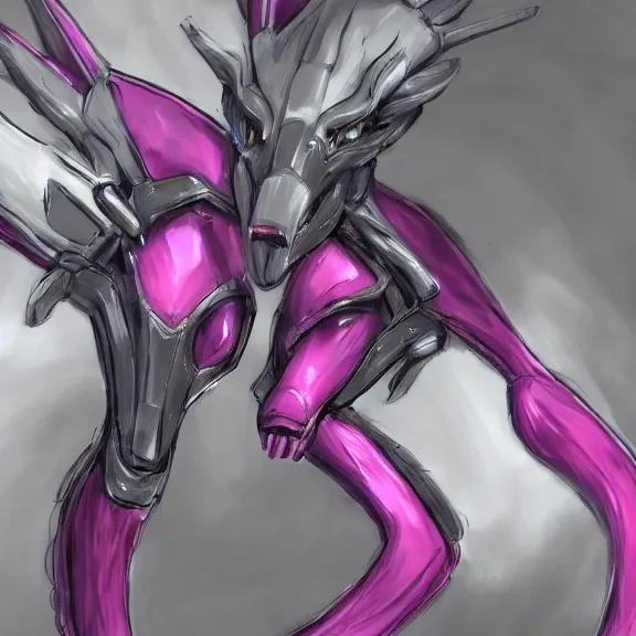 Image similar to very close up foot pov shot, hyperdetailed elegant beautiful stunning, anthropomorphic mecha female dragon, showing detailed dragon paws to camera, sharp claws, soft pads, sharp silver armor, fuchsia skin, anthro dragon art, warframe destiny fanart, furry paws furry, furaffinity, deviantart, octane, ekasportal