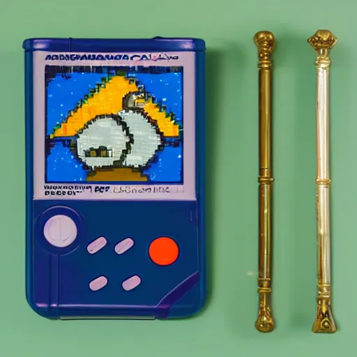 Prompt: gameboy advance cover of seagull with a magic staff