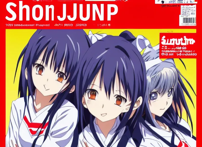 Image similar to ; weekly shonen jump issue 1 4, cover, 2 0 0 0 clannad shuffle toheart event'anime illustration japanese very very beautiful cute girls doing cute things trending on artstation pixiv makoto shinkai smiling super detailed eyes eyebrowless symmetry face kyoto animation 4 k 8 k ultrahd award winning