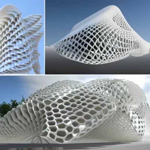 Image similar to 3d printed building, parametric design