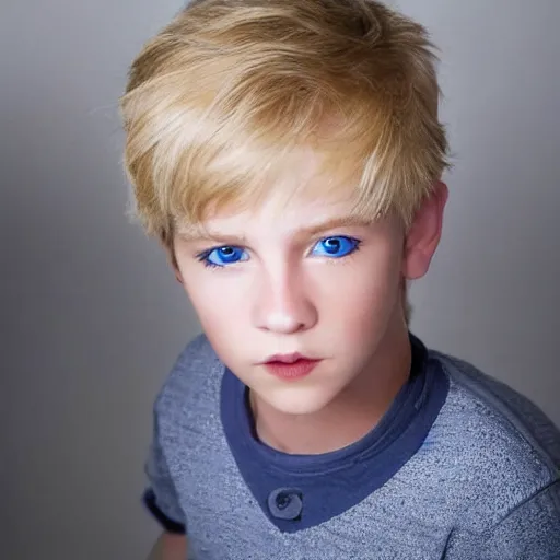 Image similar to photo of a blonde boy with blue eyes, extremely detailed facial features, realistic