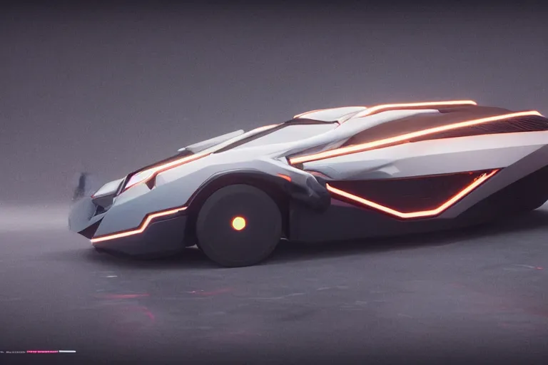 Prompt: a box shaped sci - fi flying vehicle made from dark glass and plastic surfaces in the style of bladerunner 2 0 4 9, peugeot prestige, side lights, pininfarina, veneno, hard surface, studio lighting, unreal engine 5, octane render, light background