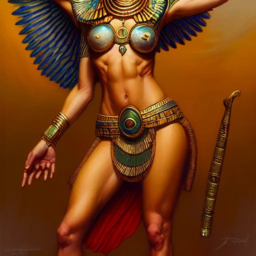 Prompt: egyptian goddess by guillermo del toro, intricate, elegant, highly detailed, centered, digital painting, artstation, concept art, smooth, sharp focus, illustration, donato giancola, Joseph Christian Leyendecker, WLOP, Boris Vallejo