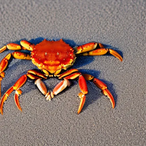 Prompt: A crab made out of sand, macro photography