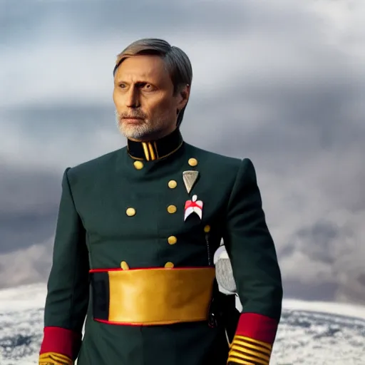 Image similar to Mads Mikkelsen wearing his starfleet captains uniform