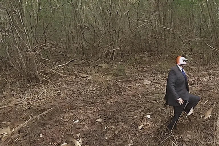 Prompt: donald trump caught on trail cam