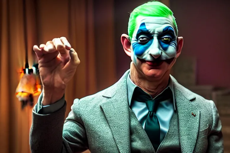 Image similar to jeff bezos in joker (2019), cinematic lighting, extremely detailed