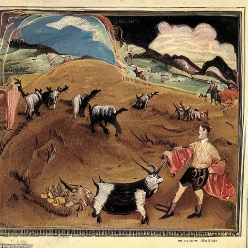 Image similar to a masterpiece illustration of a hellish goat