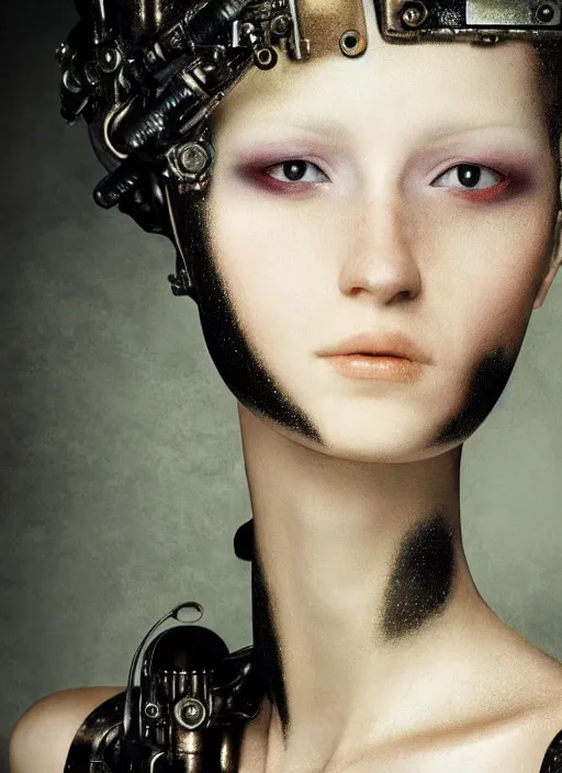 Image similar to close - up portrait of beautyful female android steampunk by paolo roversi,