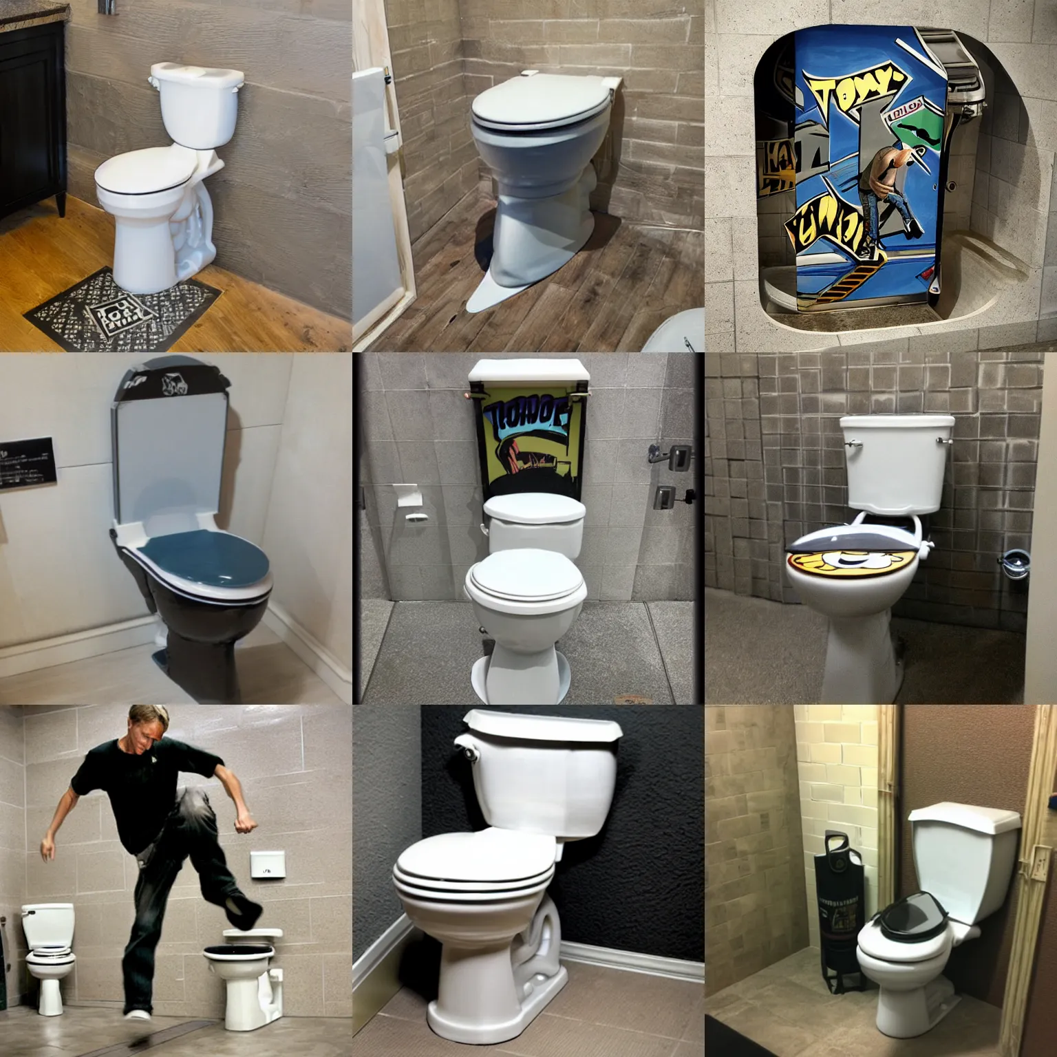 Prompt: tony hawk toilet