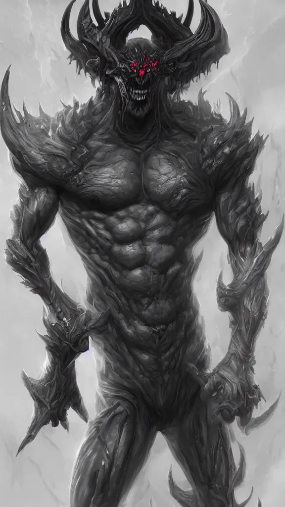 Image similar to portrait of male demon from hell, full body shot, visually stunning, trending on artstation, cgsociety, artgerm