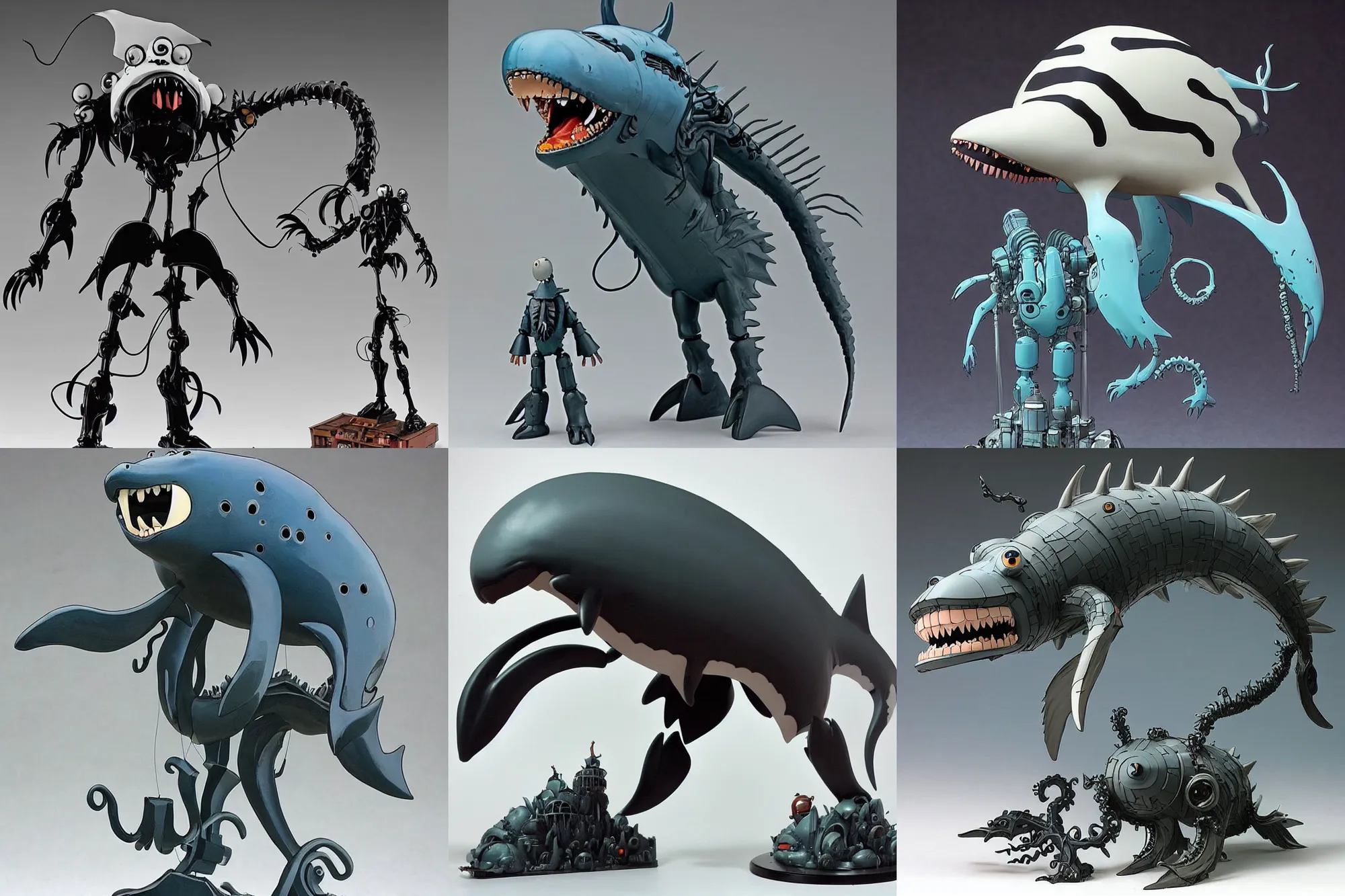 Prompt: A Lovecraftian scary giant mechanized adorable orca from Studio Ghibli Howl's Moving Castle (2004) as a 1980's Kenner style action figure, 5 points of articulation, full body, 4k, highly detailed. award winning sci-fi. look at all that detail!