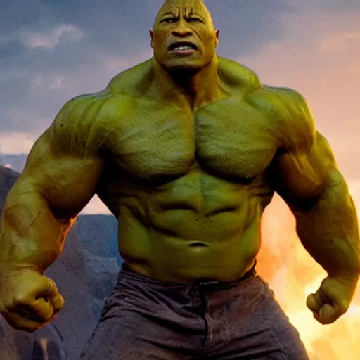 Image similar to Dwayne the rock Johnson plays the Incredible Hulk in new ultra hd movie, IMAX