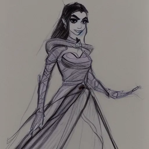 Image similar to milt kahl sketch of victoria justice as princess padme from star wars episode 3