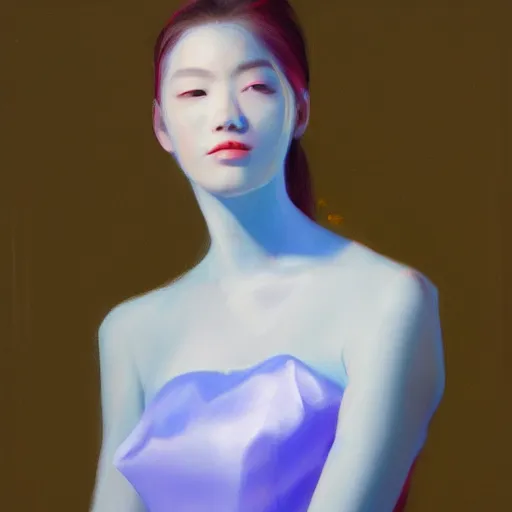 Prompt: yanjun cheng portrait of a beautiful princes, neon dress