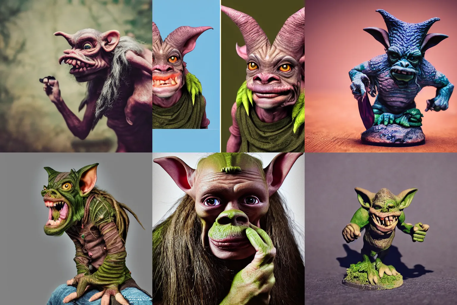 Prompt: high quality portrait photography of ugly goblin, high fantasy