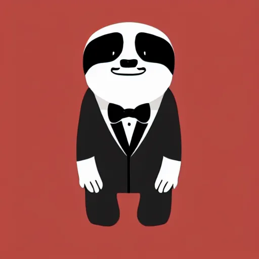 Image similar to sloth wearing tuxedo, 3 d logo, vector illustration, aesthetic, minimalistic