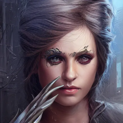 Prompt: a portrait of a young susan saradon as a sorceress, upper half portrait, urban motifs, intricate, elegant, highly detailed, digital painting, trending on artstation, concept art, smooth sharp focus, illustration, art by artgerm and greg rutkowski