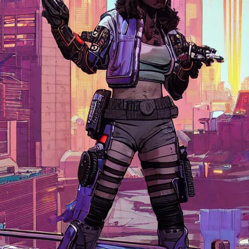 Prompt: Athena. Apex legends cyberpunk bounty hunter. Concept art by James Gurney and Mœbius.