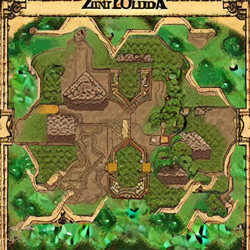 Image similar to Legend of Zelda, full map stylized 2d