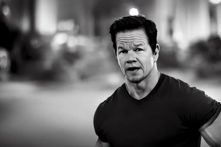 Prompt: mark wahlberg as matt daemon, all faces are distorted contorted, shock, repulsion, disgust, frustration, annoyance, laughter, smirk, snicker, cinematic still, movie still, long lens, shallow depth of field, bokeh, anamorphic lens flare, 8 k