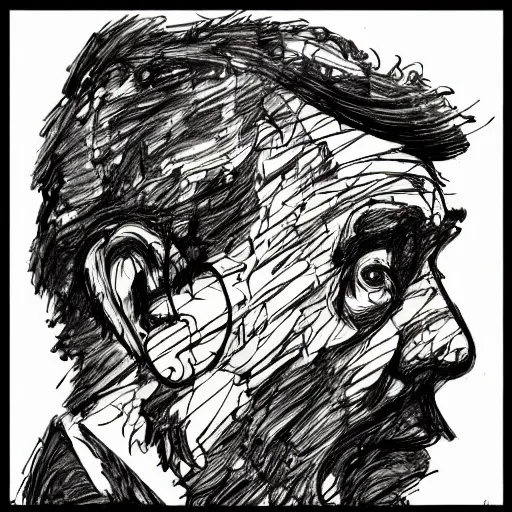 Image similar to a realistic yet scraggly portrait sketch of the side profile of a stern and sophisticated kramer, trending on artstation, intricate details, in the style of frank auerbach, in the style of sergio aragones, in the style of martin ansin, in the style of david aja, in the style of mattias adolfsson