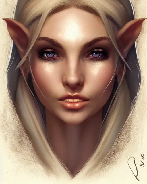 Image similar to beautiful female elf with shimmering hair, symmetrical face and eyes, by Jana Schirmer, cgsociety