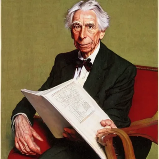 Image similar to portrait of bertrand russell, by norman rockwell